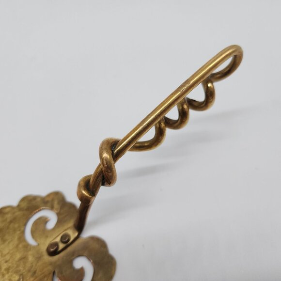 Vintage Hand Wrought Brass Pie Server Pierced Ornate Handle & Scalloped Edge - Picture 3 of 7